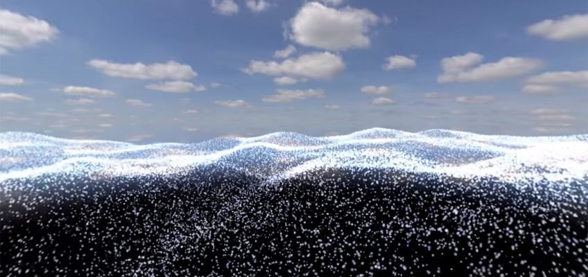 VR world with waves